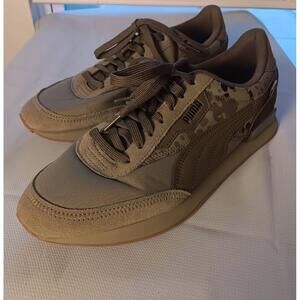 NWOT Puma Mens US 11.5 Sneakers Brown Future Rider Camo LaceUp Suede -Limited Ed